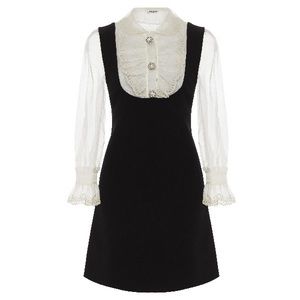 MIU MIU CADY AND ORGANZA DRESS WITH EYELET LACE